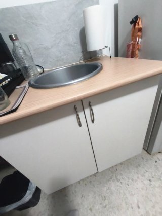 Mueble base cocina blanco y madera