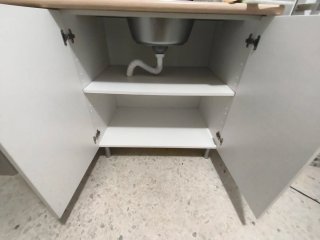 Mueble base cocina blanco y madera