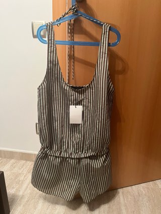 Mono corto Zara rayas marrones y blancas Talla XS