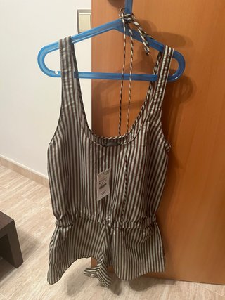 Mono corto Zara rayas marrones y blancas Talla XS