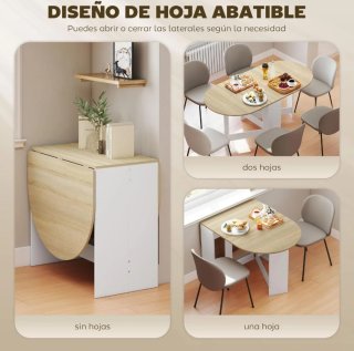 Mesa abatible madera y blanco