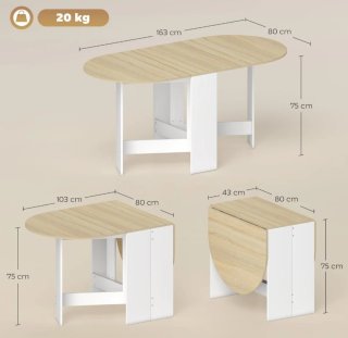 Mesa abatible madera y blanco