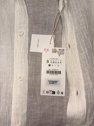Camicia Zara 100% Lino Bianca