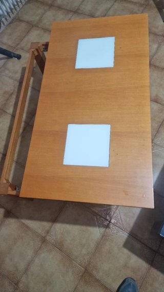 Mesa de centro madera y cristal elevable