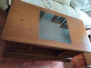 Mesa de centro madera maciza con cristal