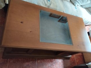 Mesa de centro madera maciza con cristal