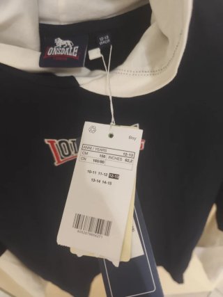Lonsdale T-shirt doppia manica con cappuccio nuova