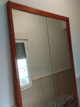 Mueble recibidor madera maciza y cristal