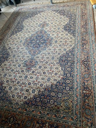 Tappeto persiano lana beige e blu