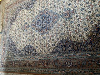 Tappeto persiano lana beige e blu