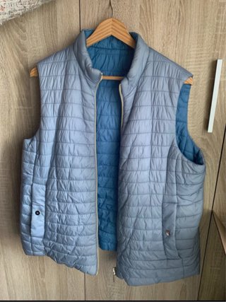 Chaleco de cremallera azul reversible mujer