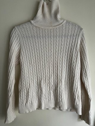 Jersey de cuello alto trenzado blanco