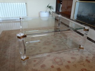 Mesa centro y consola acrílico y cristal