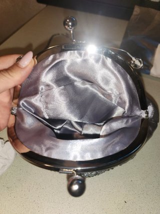 Pochette in raso vintage grigio/argento
