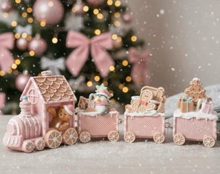 Tren de Navidad Rosa y Marrón