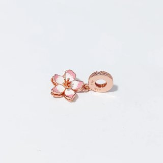 Pandora Charm Flor Rosa y Oro