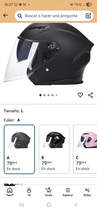 Casco de moto negro y blanco tallas L M