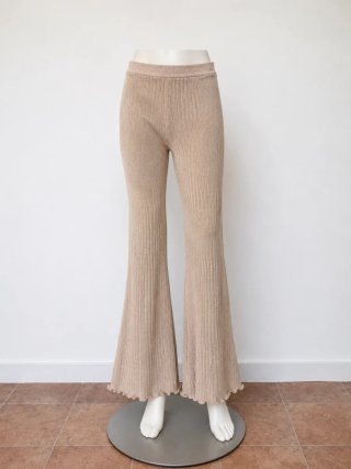 Pantalón acampanado tejido beige talla única