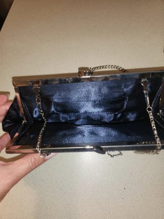 Pochette in raso vintage con strass