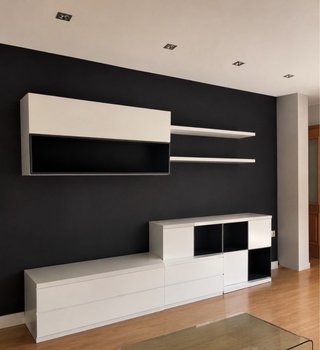 Mueble de salón moderno blanco y negro