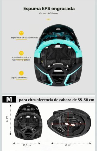 Casco Integral MTB, descenso, Talla M