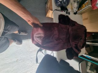 Chaqueta ante burdeos con pelo