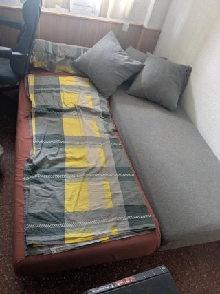 Sofá Cama Gris y Amarillo 190 x 85 x 75
