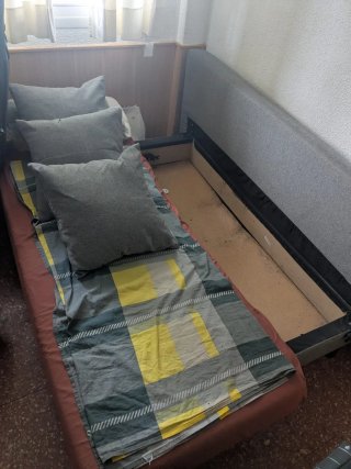 Sofá Cama Gris y Amarillo 190 x 85 x 75