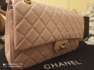 Borsa Chanel Classic in Pelle Rosa Dorato