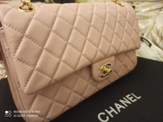 Borsa Chanel Classic in Pelle Rosa Dorato