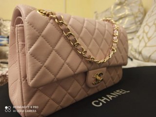 Borsa Chanel Classic in Pelle Rosa Dorato