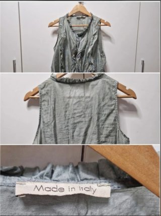 Blusa verde sin mangas con volantes