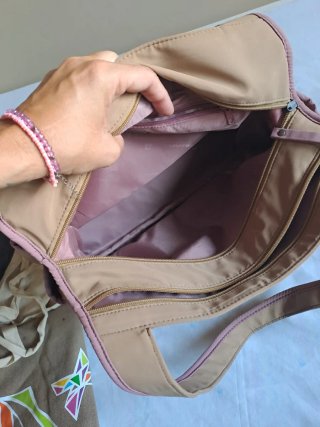 Bolso David Jones beige y rosa