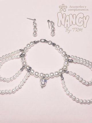 Gargantilla Nancy Hombros Perlas Negra/Blanca
