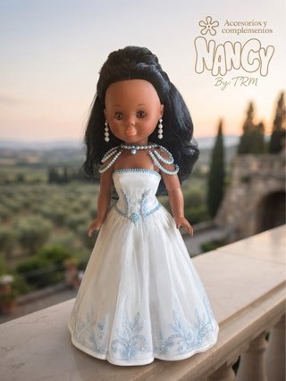 Gargantilla Nancy Hombros Perlas Negra/Blanca