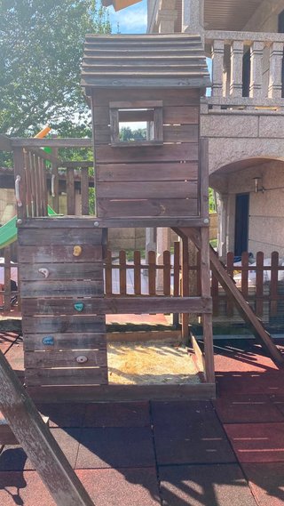 Parque Infantil Madera con Tobogán y Columpios