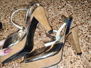 Sandalias Gilfonso Tacon Dorado y Plateado de piel
