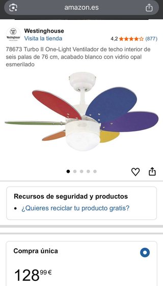 Ventilador Techo Infantil con Luz Arcoíris