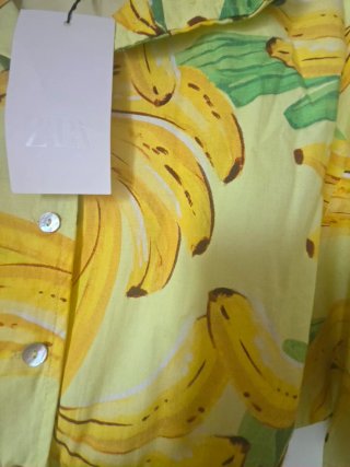 Zara | Casaco Crop Amarelo Estampado Bananas | M