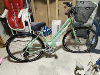 Bicicleta verde con cesta
