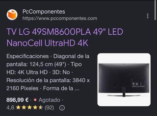 Smart TV LG 49 + Soporte de pie + Led