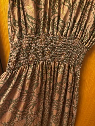Vestido largo estampado marrón y verde