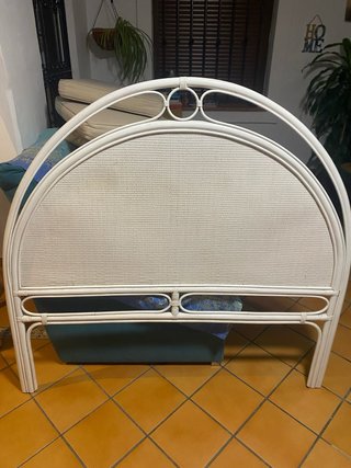 Cabecero Cama Ratán Bambú Blanco