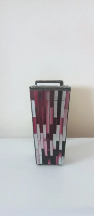 Jarrón Mosaico Moderno Morado y Plateado