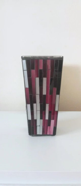 Jarrón Mosaico Moderno Morado y Plateado