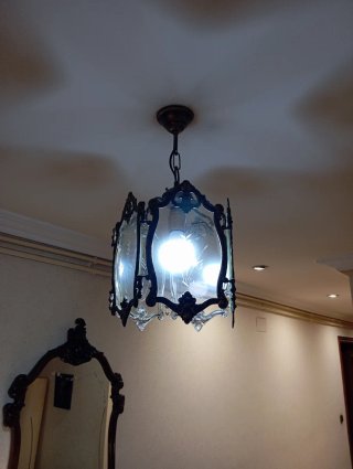 Conjunto recibidor antiguo madera y mármol