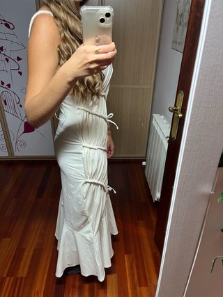 Vestido Zara Beige/Blanco