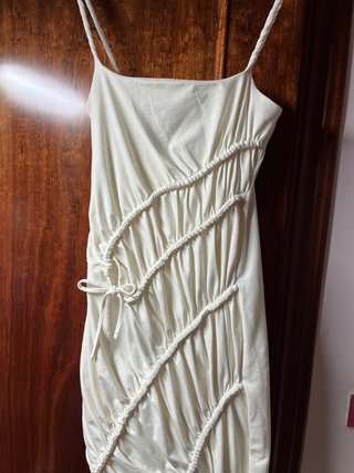 Vestido Zara Beige/Blanco