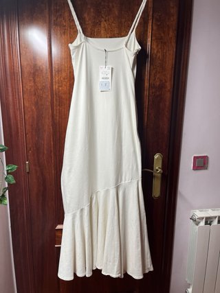 Vestido Zara Beige/Blanco
