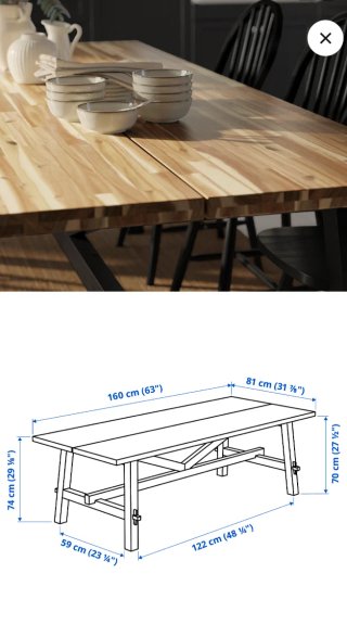 Tavolo da Pranzo in Legno SKOGSTA IKEA + 4 Sedie